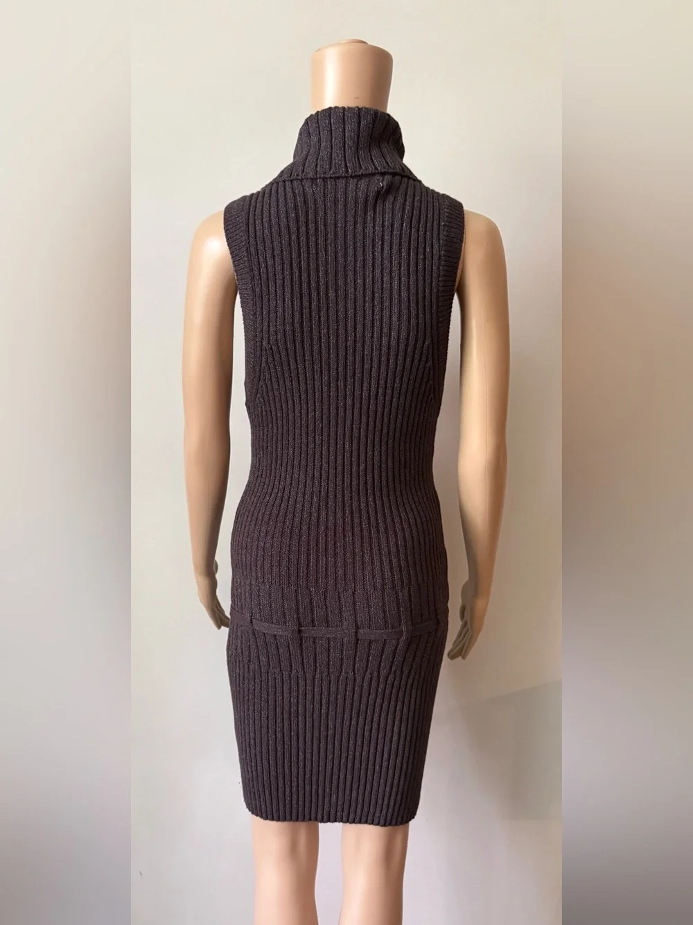 Free People Sleeveless Ribbed Turtleneck Midi Dress in Dark Brown